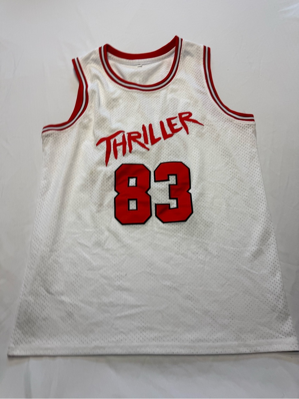 Michael Jackson Thriller #83 Basketball Jersey White Red Mesh